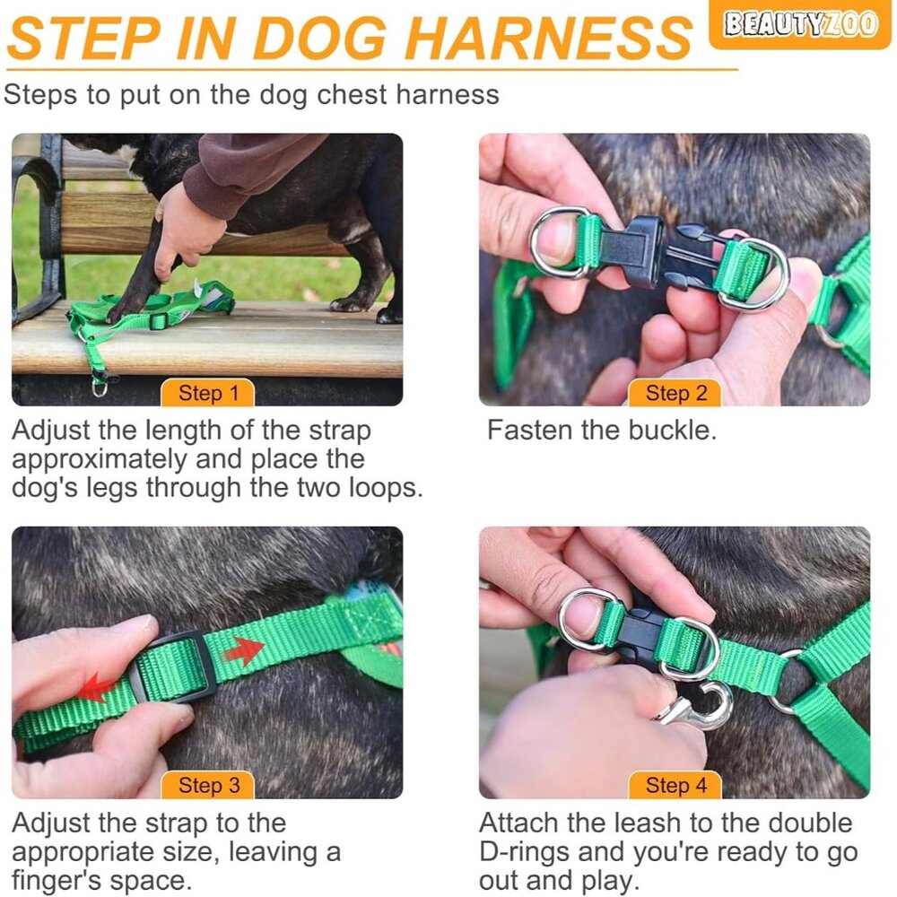 Reflective Dog Harness & Leash Set With Quick Release Buckle - Picture 8 of 11
